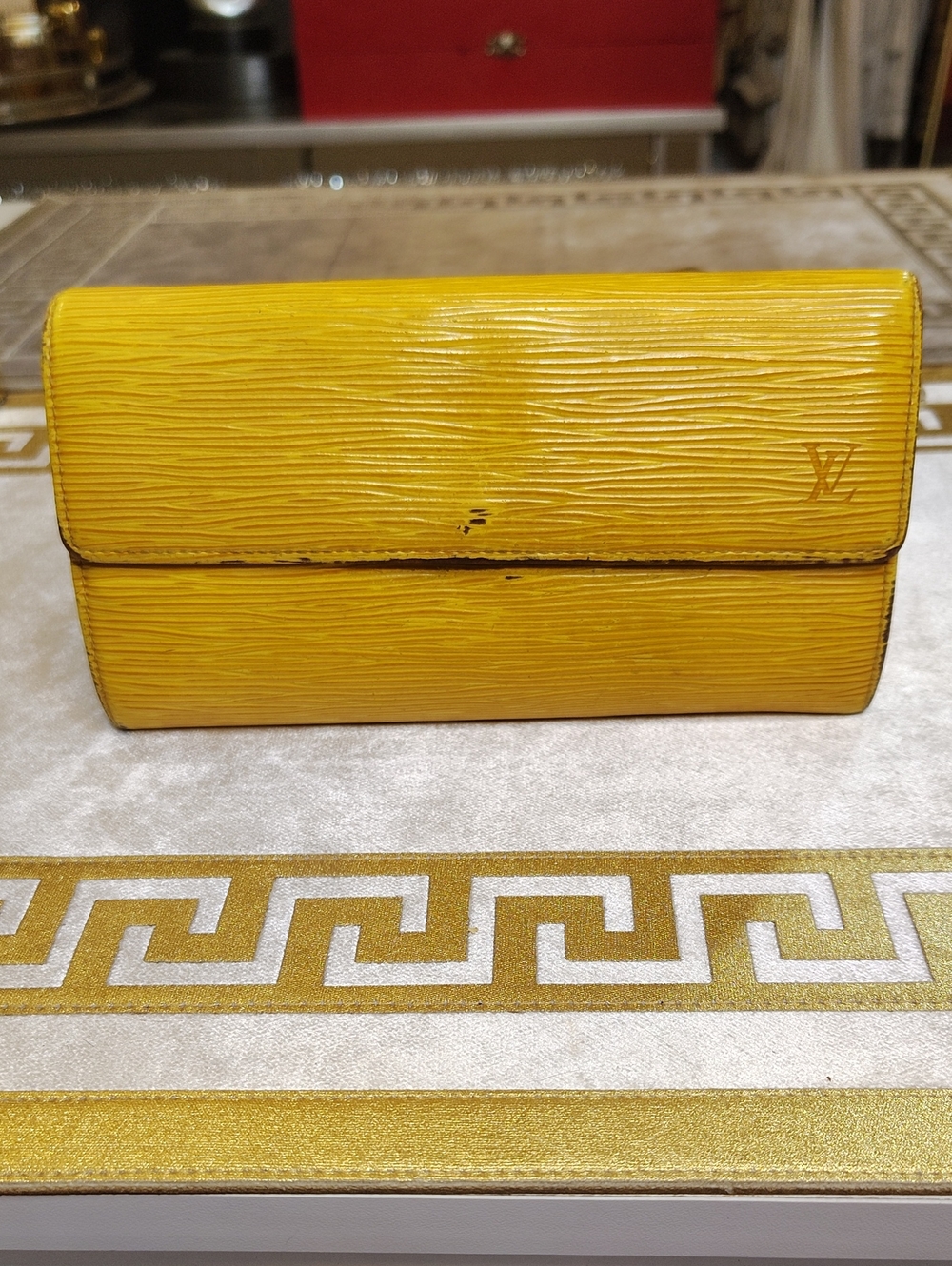 Louis Vuitton Yellow Epi Leather Fold-Over Wallet Porte Tresor internat'l Long